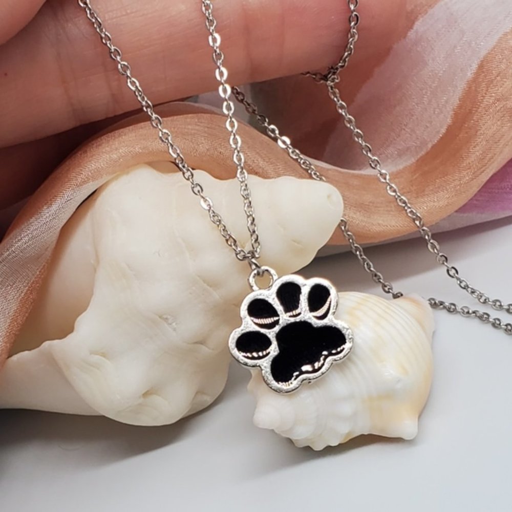 ❤️ Hypoallergenic Jewelry Pet Paw Pendant Chain Silver Necklace Gift Dog Lover